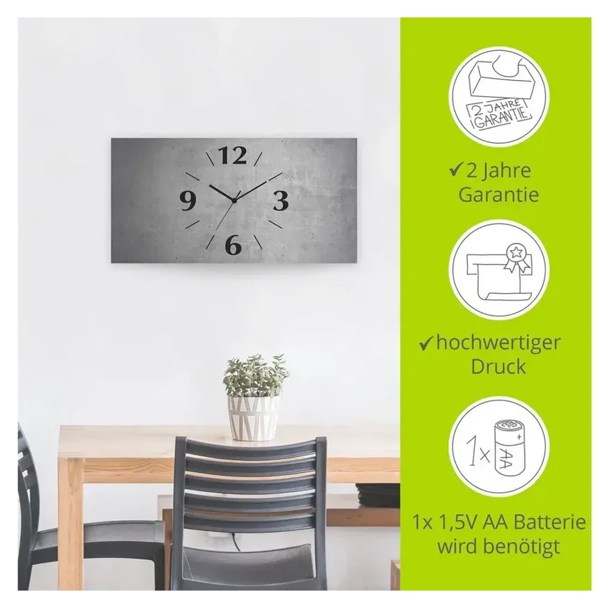 Artland Wanduhr Grauer Beton, Alu-Dibond, grau 4