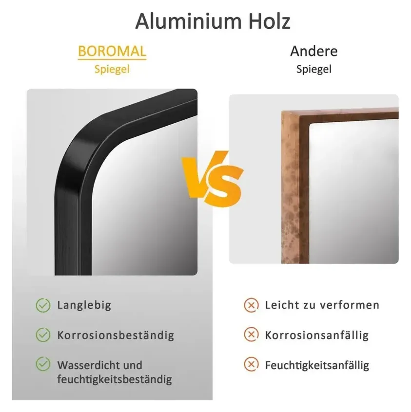 Boromal Ganzkörperspiegel Aluminium, schwarz 3