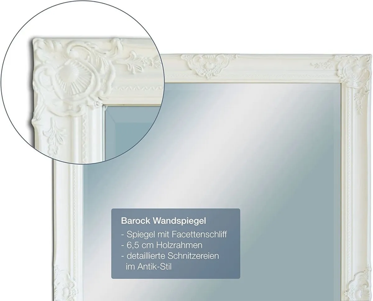 dasmöbelwerk Wandspiegel Barock, Weiß, 180x80 cm 3