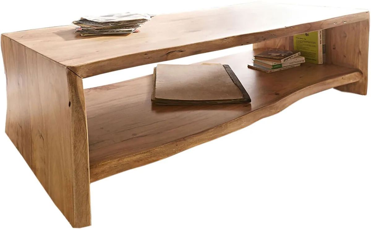 DELIFE Couchtisch Live-Edge, Akazie Natur 2