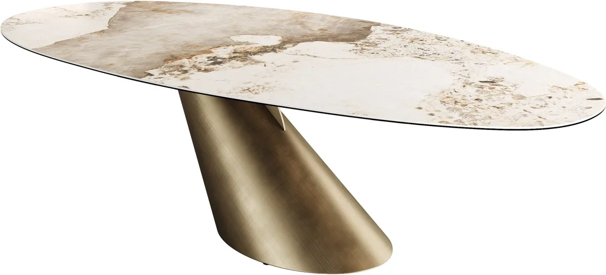 DELIFE Esstisch Edge, Keramik Weiß-Beige 2