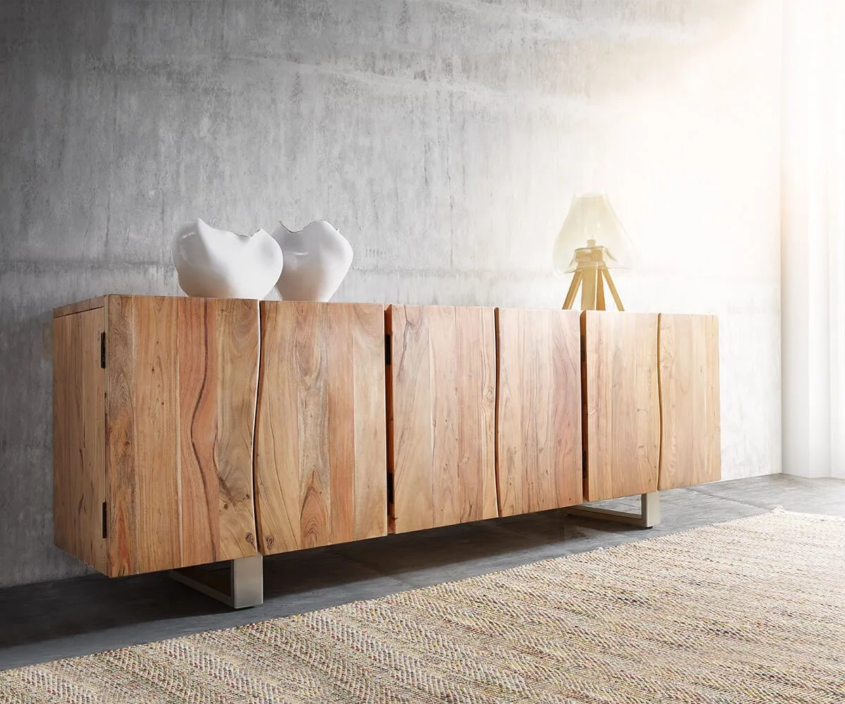 DELIFE Sideboard Live-Edge, Akazie Natur