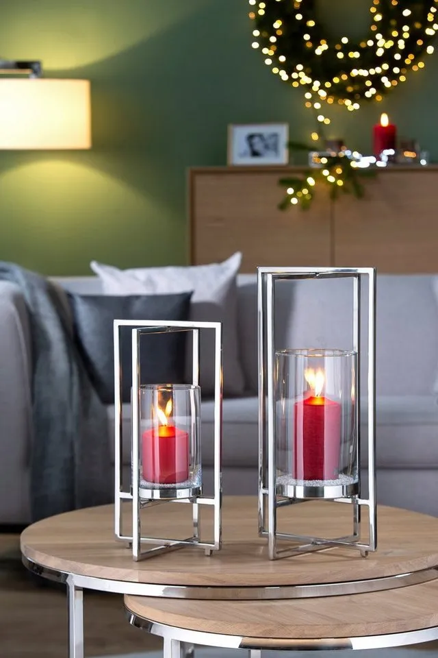 Fink Windlicht Norman, Edelstahl und Glas, silber 2