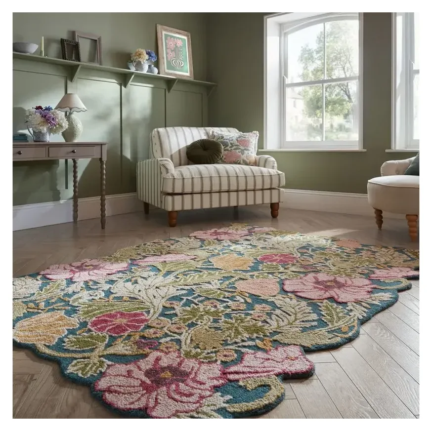FLAIR RUGS Wollteppich Daphne Floral, bunt