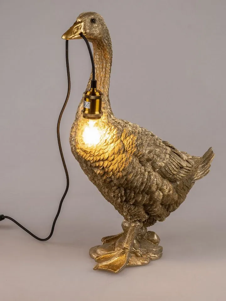 formano Tischleuchte Antik Gans, Gold, Kunststein
