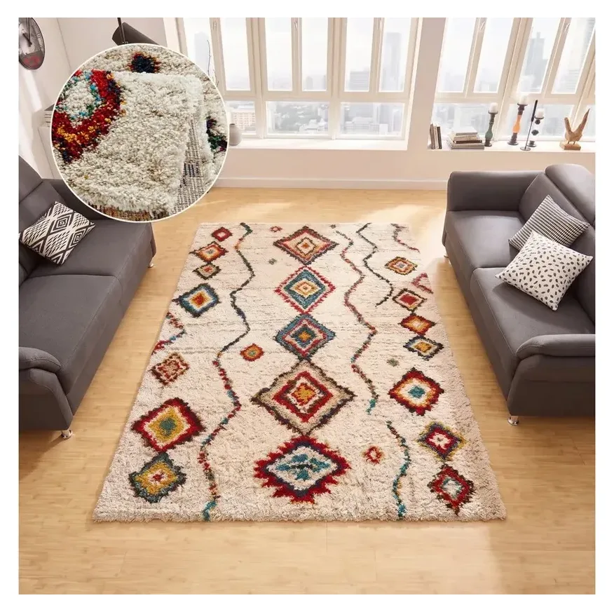 HANSE Home Hochflor-Teppich Geometric, Creme