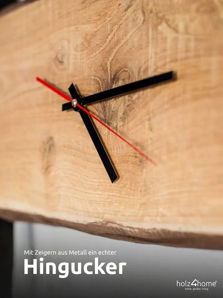 holz4home® Wanduhr Eichenholz mit Stahlrahmen 4
