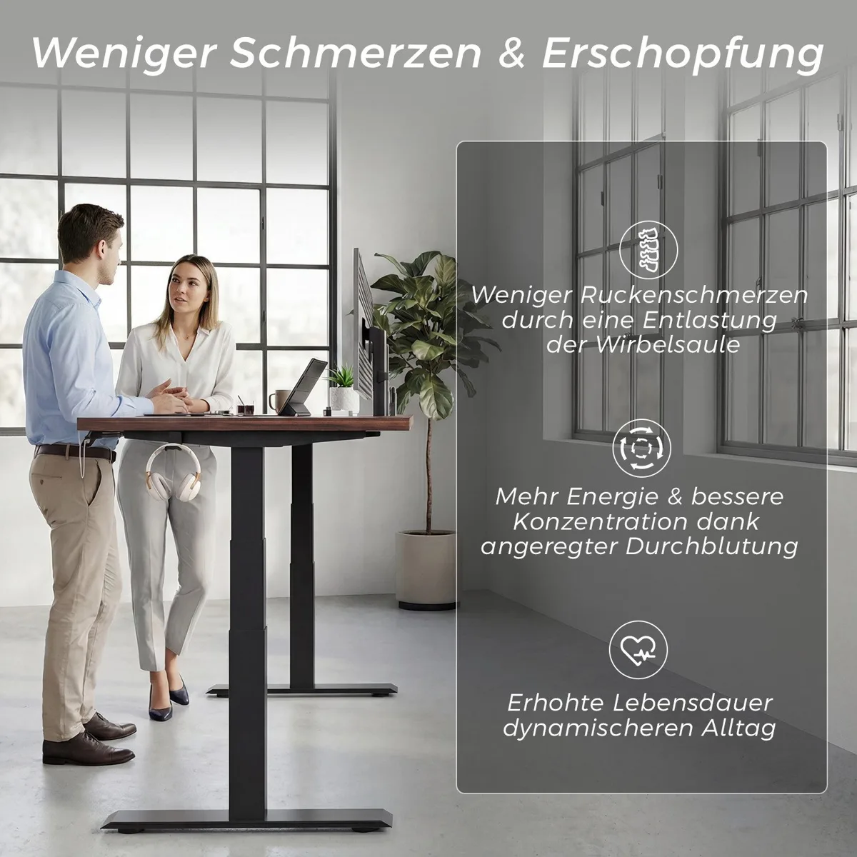 HOMALL Schreibtisch höhenverstellbar, Walnuss 3