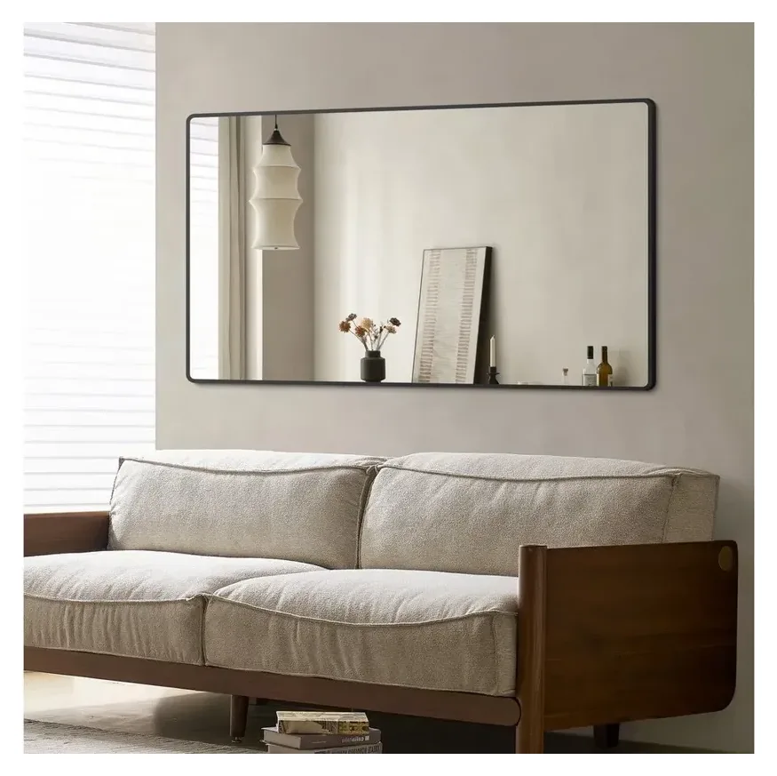 Hopibath Wandspiegel 120x70 cm, Alurahmen schwarz