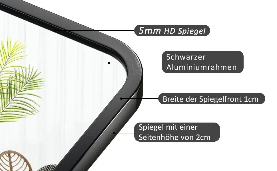 Hopibath Wandspiegel 120x70 cm, Alurahmen schwarz 3