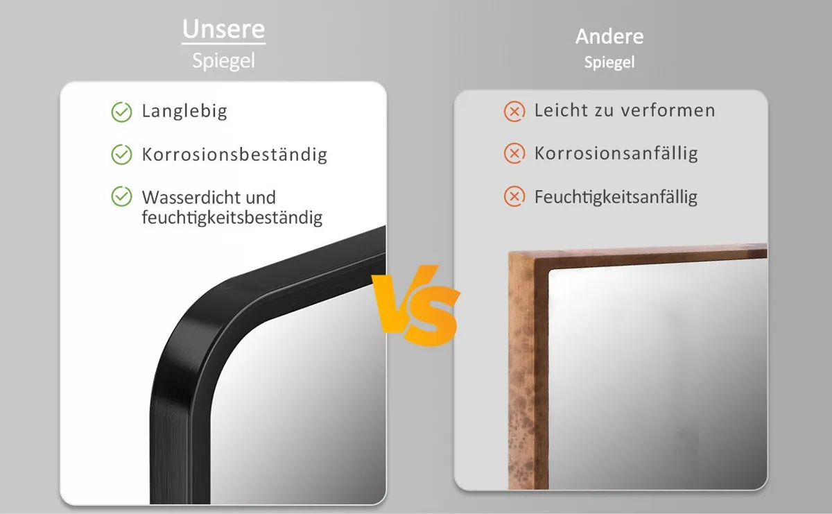 Hopibath Wandspiegel 120x70 cm, Alurahmen schwarz 4
