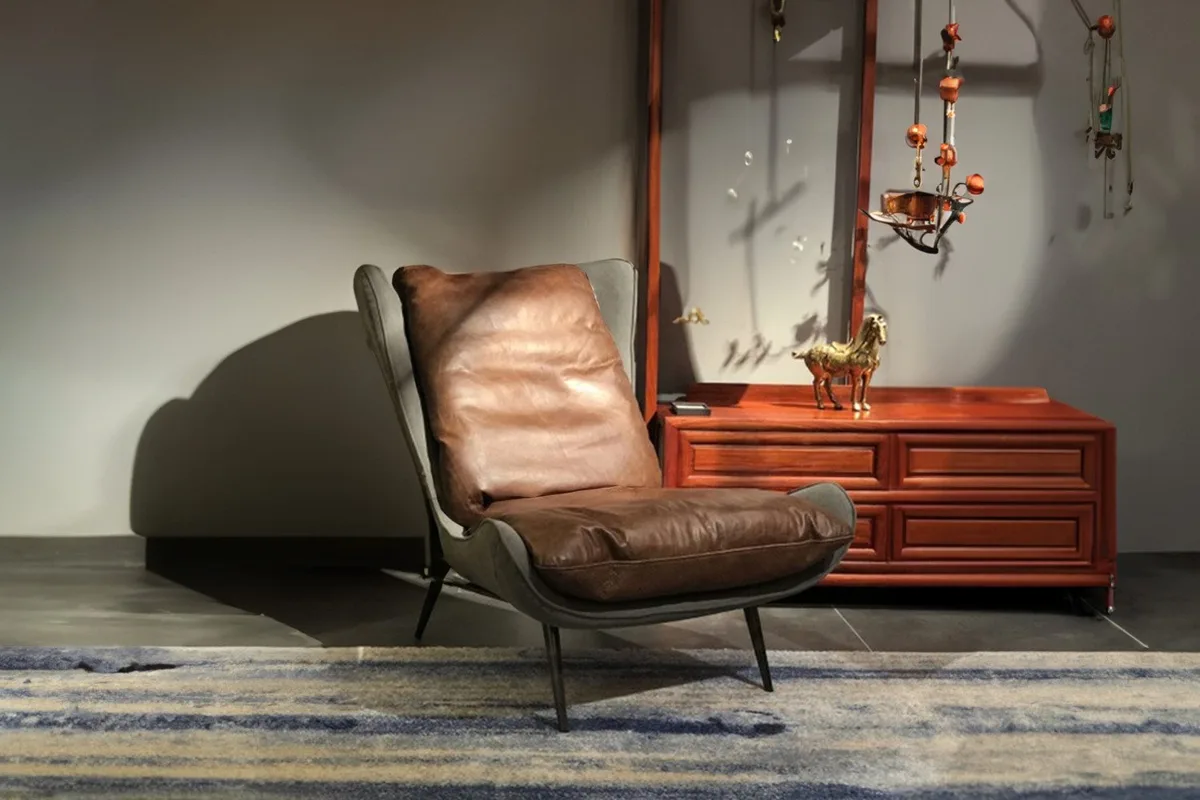 KAWOLA Loungesessel ERIO, Vintage-Leder braun
