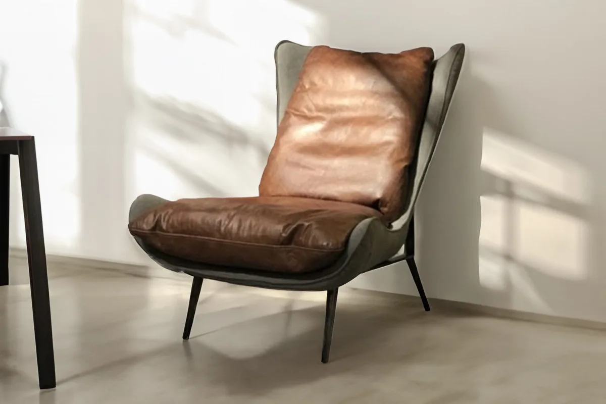 KAWOLA Loungesessel ERIO, Vintage-Leder braun 2