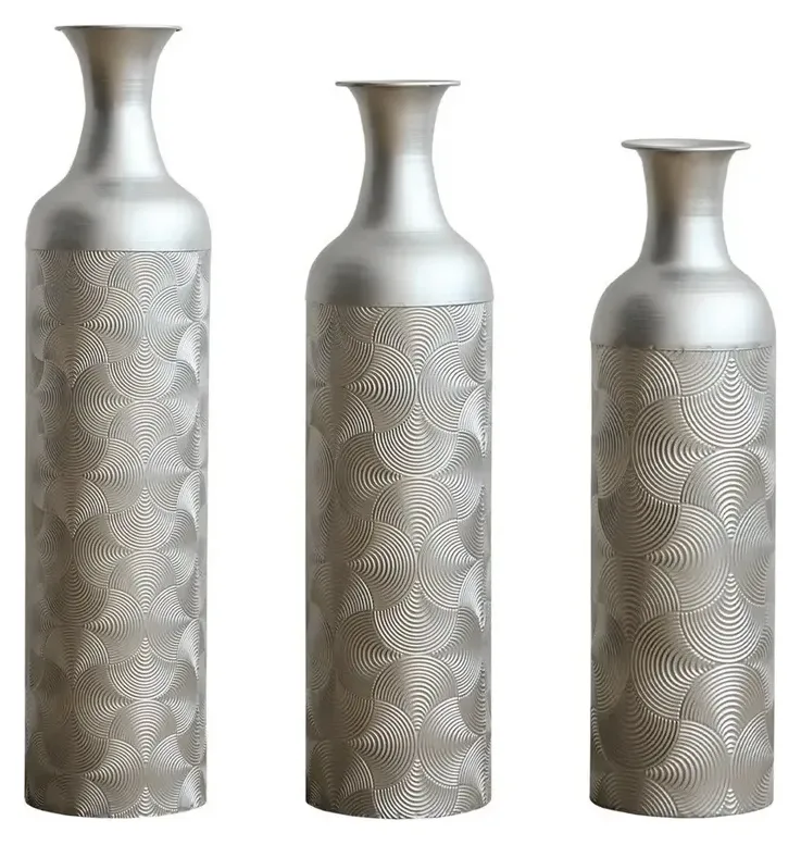 LVHOM Metall-Vasen-Set 3-tlg., Silber 2