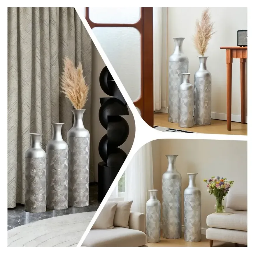 LVHOM Metall-Vasen-Set 3-tlg., Silber 4