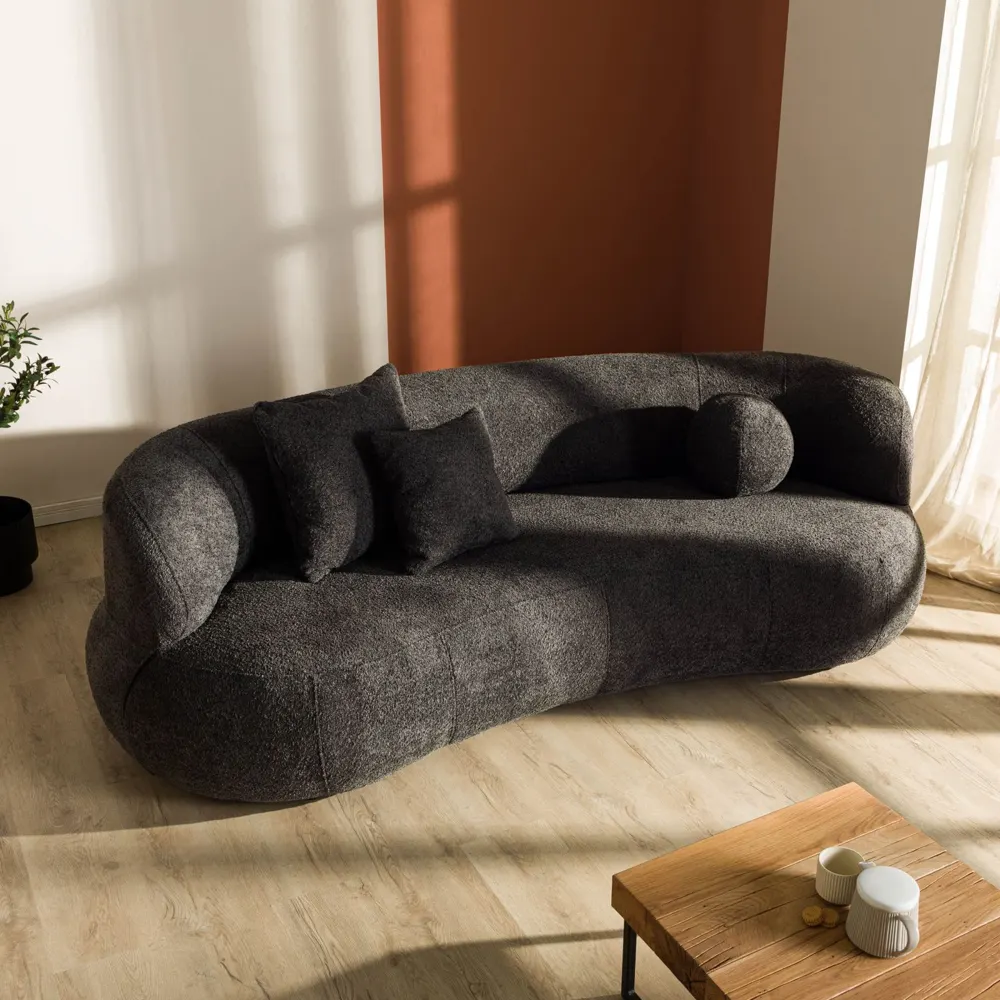 Massivmoebel24 2-Sitzer Sofa LUNA, Chenille dunkelgrau 3