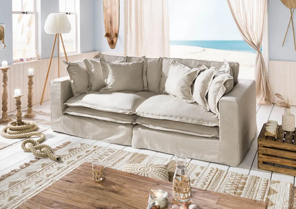 Massivmoebel24 2-Sitzer Sofa SYLT, Polyester beige