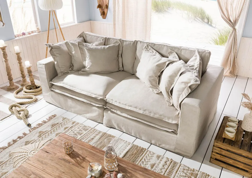 Massivmoebel24 2-Sitzer Sofa SYLT, Polyester beige 2