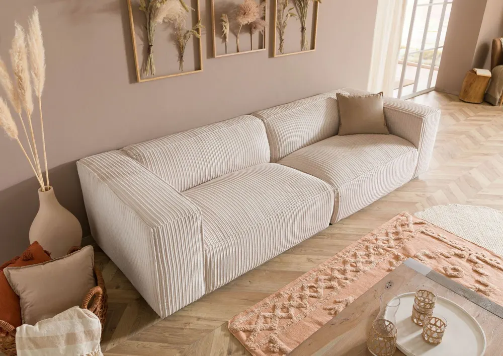 Massivmoebel24 3-Sitzer Sofa VALENCIA, Cord elfenbein 2