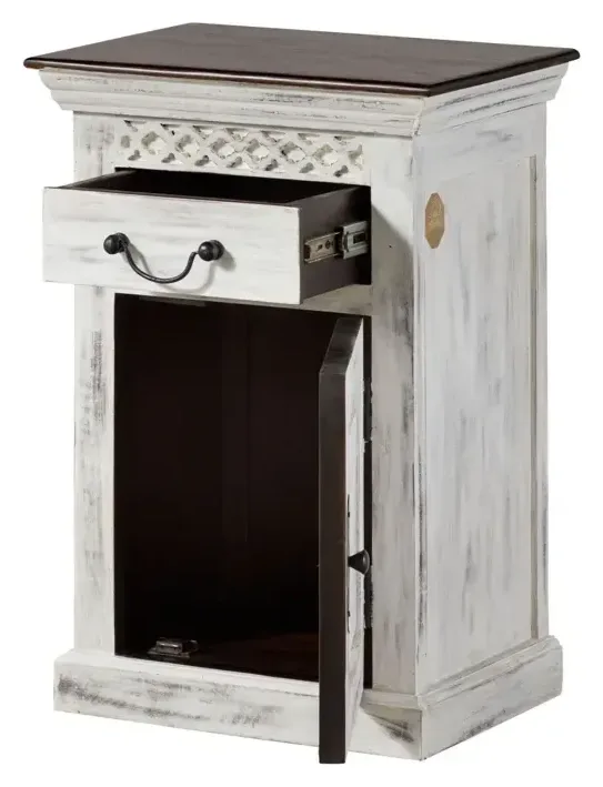 Massivmoebel24 Badschrank CASTLE-ANTIK, Mango weiß gewachst 2