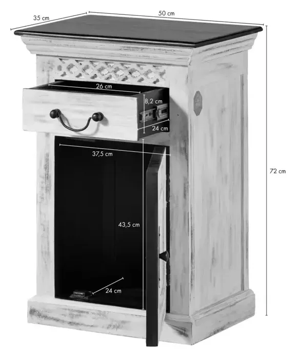 Massivmoebel24 Badschrank CASTLE-ANTIK, Mango weiß gewachst 3