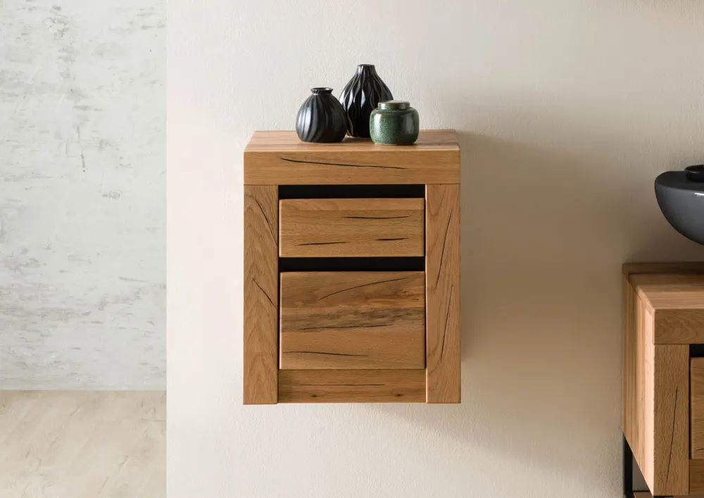 Massivmoebel24 Badschrank MONTREUX, Wildeiche natur geölt