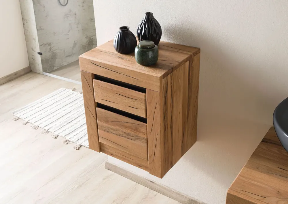 Massivmoebel24 Badschrank MONTREUX, Wildeiche natur geölt 2