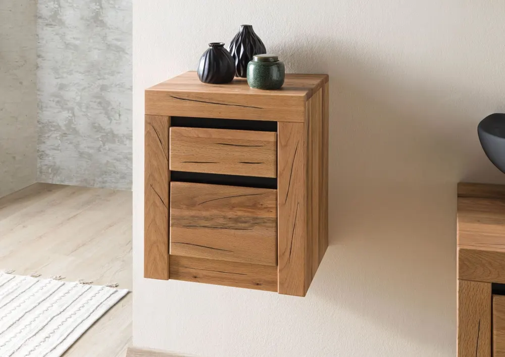 Massivmoebel24 Badschrank MONTREUX, Wildeiche natur geölt 3