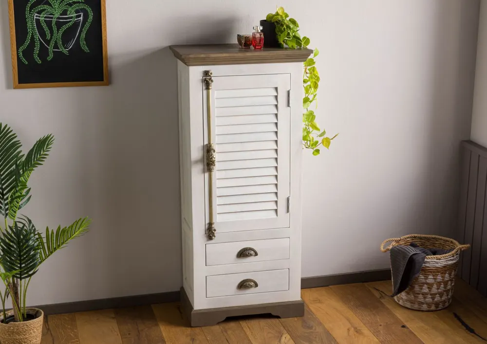Massivmoebel24 Badschrank TOULOUSE, Mango weiß lackiert 2