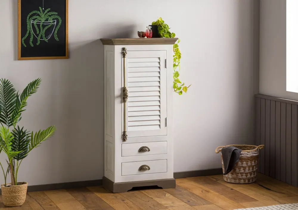 Massivmoebel24 Badschrank TOULOUSE, Mango weiß lackiert 3