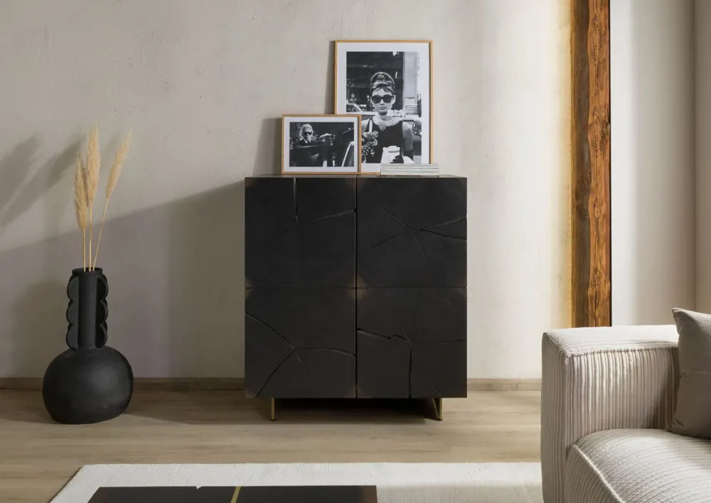 Massivmoebel24 Barschrank BEAMS, Eiche dunkelbraun lackiert