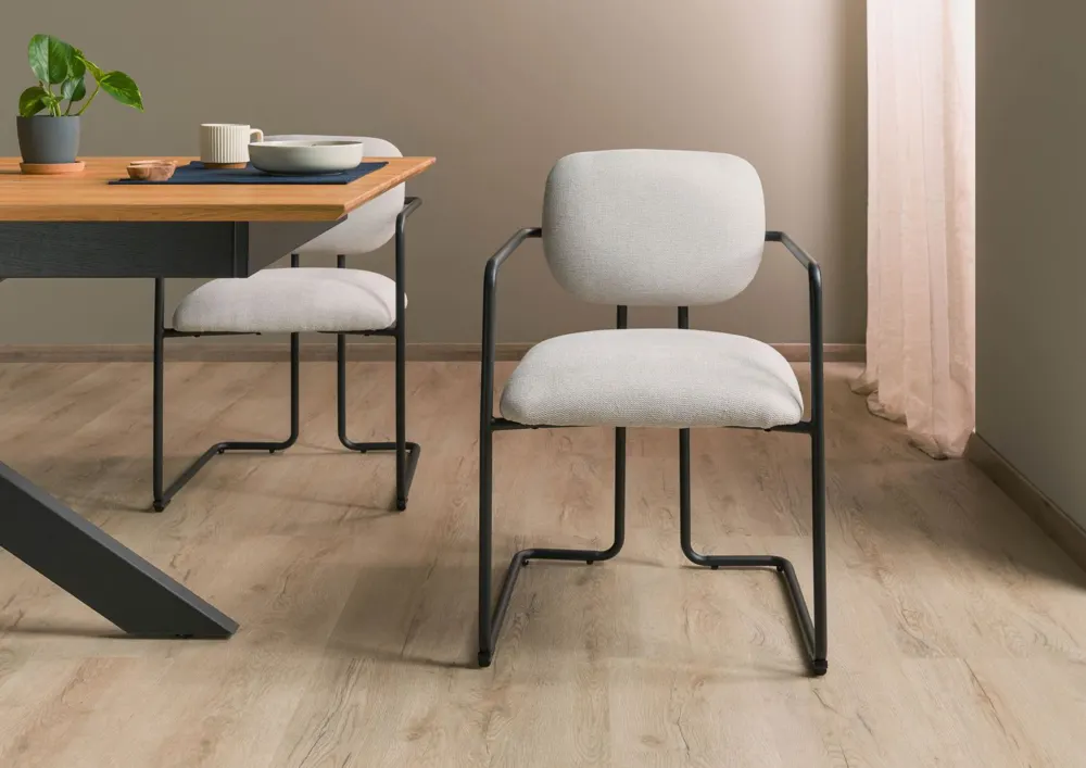 Massivmoebel24 Barstuhl RUBY, Stoff beige, 2er Set 3