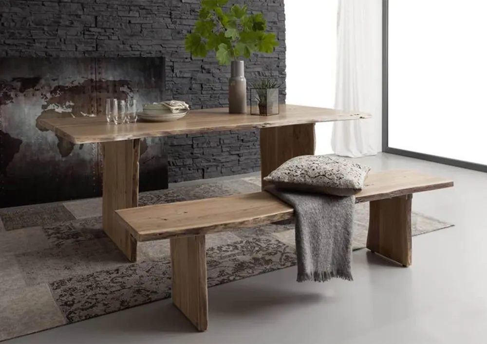 Massivmoebel24 Baumbank PURE ACACIA, Akazie natur lackiert