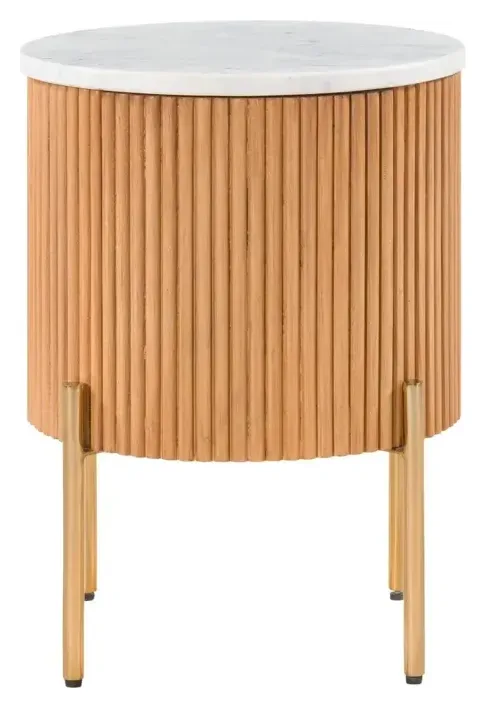 Massivmoebel24 Beistelltisch BARCELONA, Mango natur, Marmor