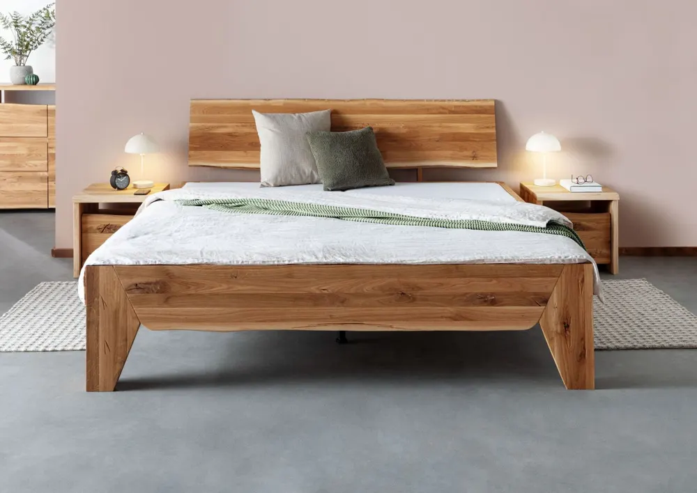 Massivmoebel24 Bett PURE OAK, Wildeiche natur geölt