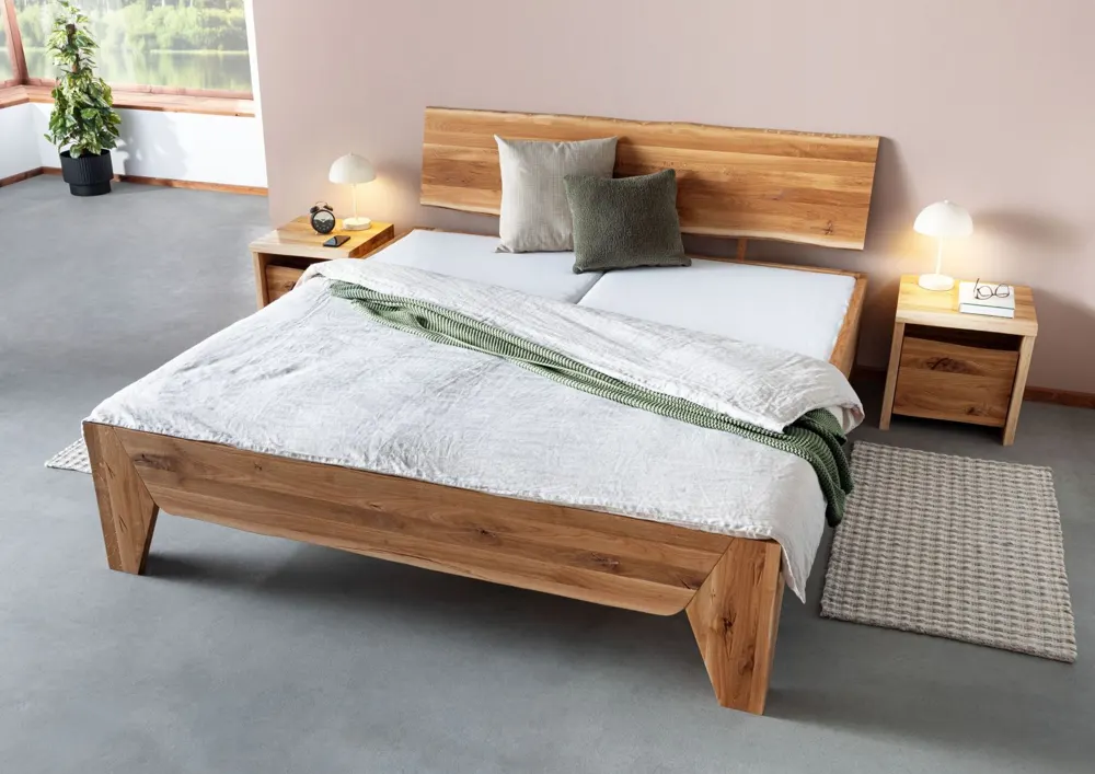 Massivmoebel24 Bett PURE OAK, Wildeiche natur geölt 2
