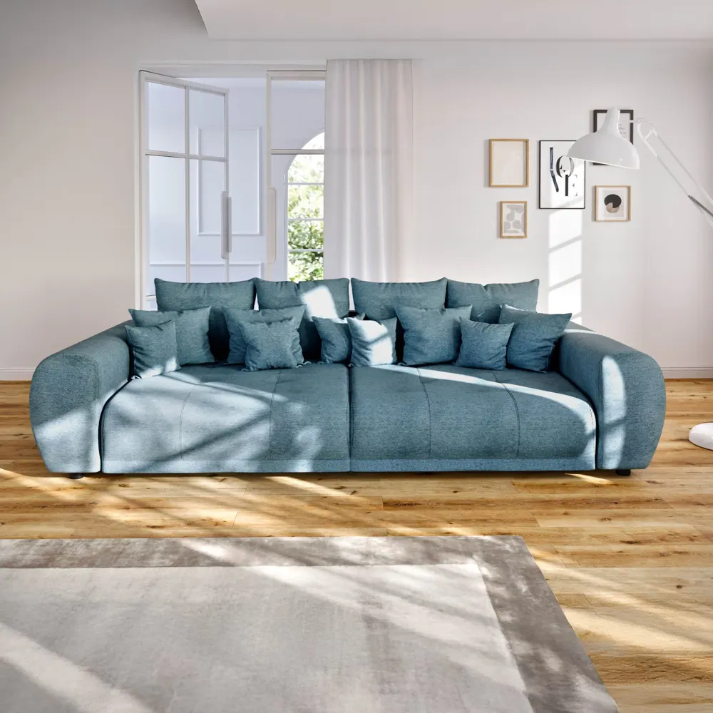 Massivmoebel24 Bigsofa MIRELLA, Webstoff blau 2