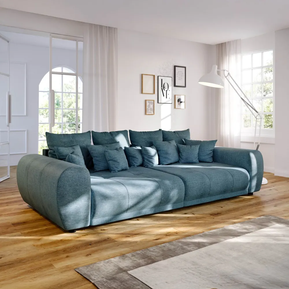 Massivmoebel24 Bigsofa MIRELLA, Webstoff blau 3