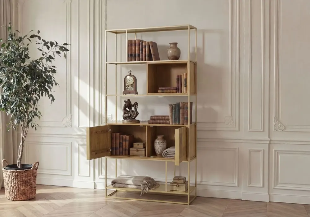 Massivmoebel24 Bücherregal MIAMI, Mango hellbraun geölt 3