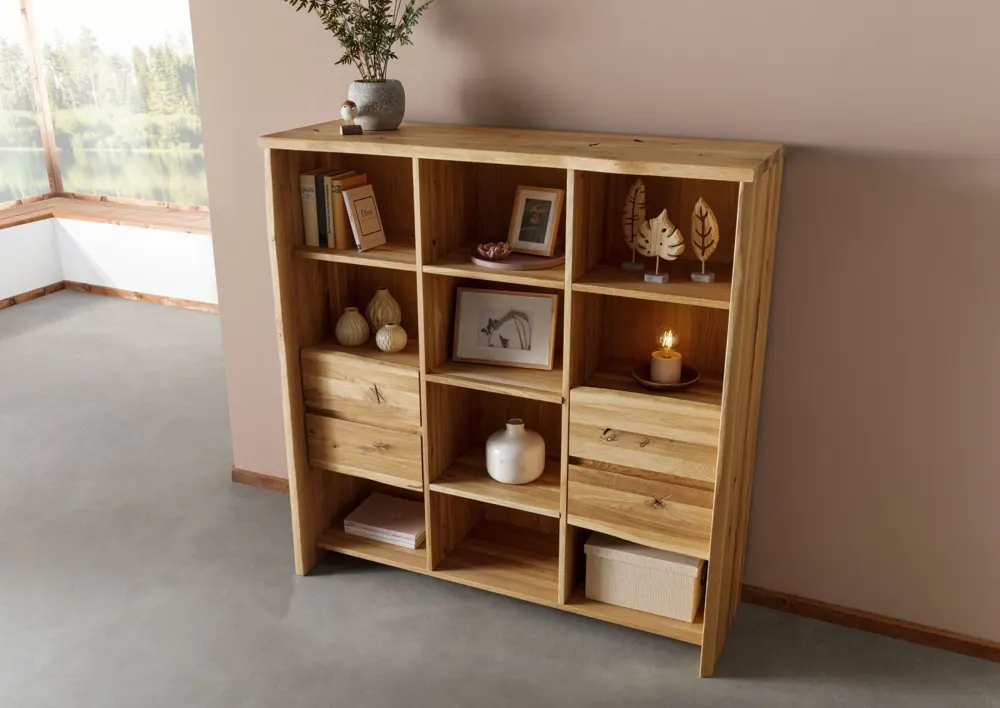 Massivmoebel24 Bücherregal PURE OAK, Wildeiche natur geölt 2