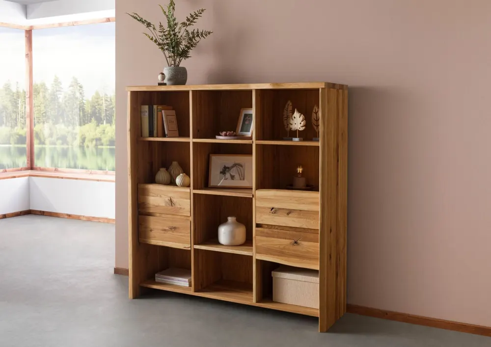 Massivmoebel24 Bücherregal PURE OAK, Wildeiche natur geölt 3