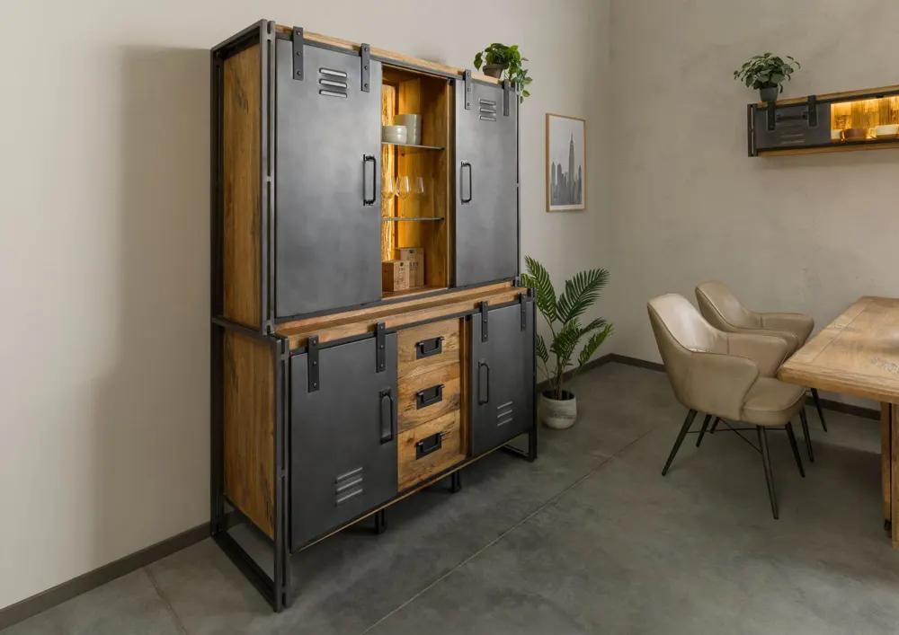 Massivmoebel24 Buffet BLACKBURN LUX, Mango natur/grau 2