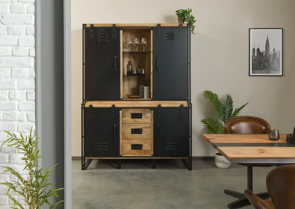 Massivmoebel24 Buffet BLACKBURN, Mango natur lackiert