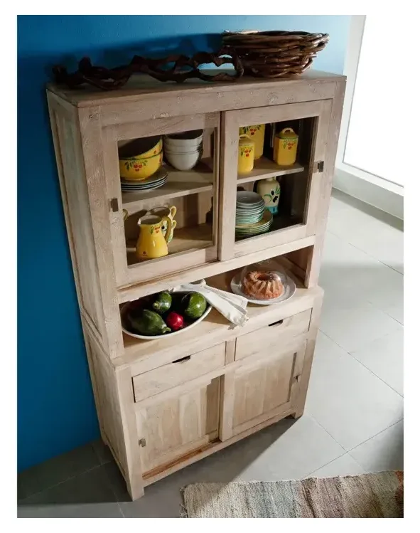 Massivmoebel24 Buffet NATURE WHITE, Akazie white stone 2