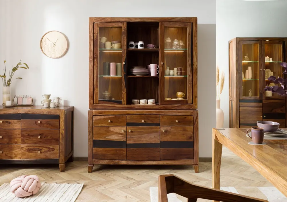 Massivmoebel24 Buffetschrank ANCONA, Sheesham dunkelbraun