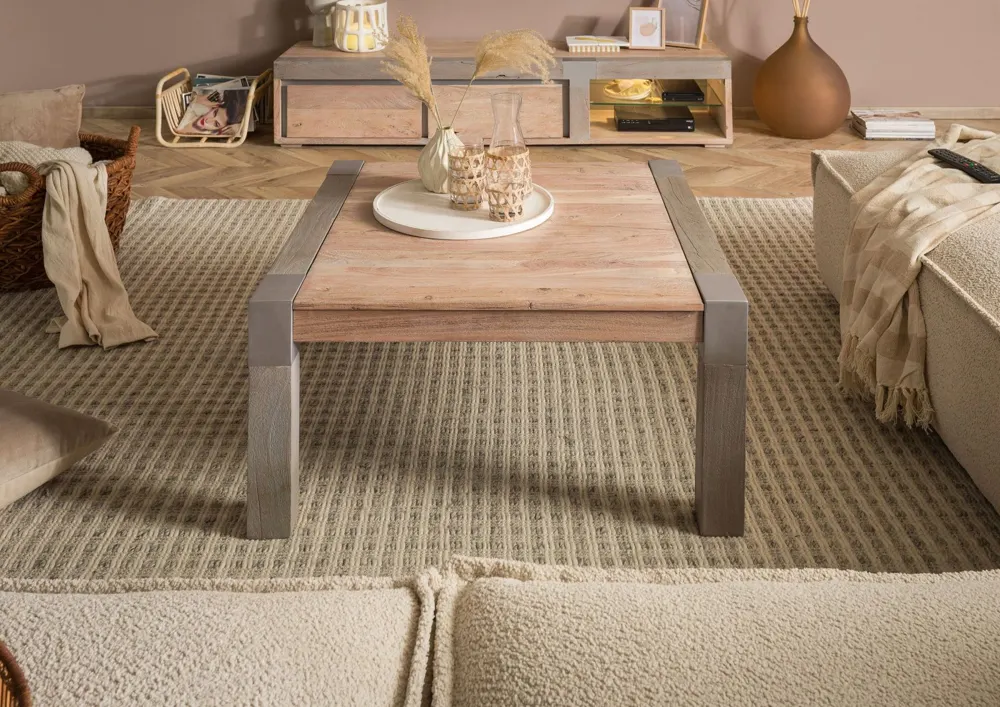 Massivmoebel24 Couchtisch AMSTERDAM, Akazie beige lackiert