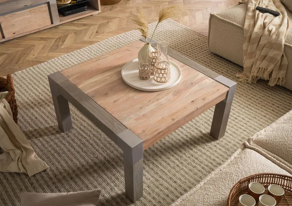 Massivmoebel24 Couchtisch AMSTERDAM, Akazie beige lackiert 2