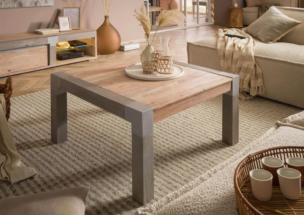 Massivmoebel24 Couchtisch AMSTERDAM, Akazie beige lackiert 3