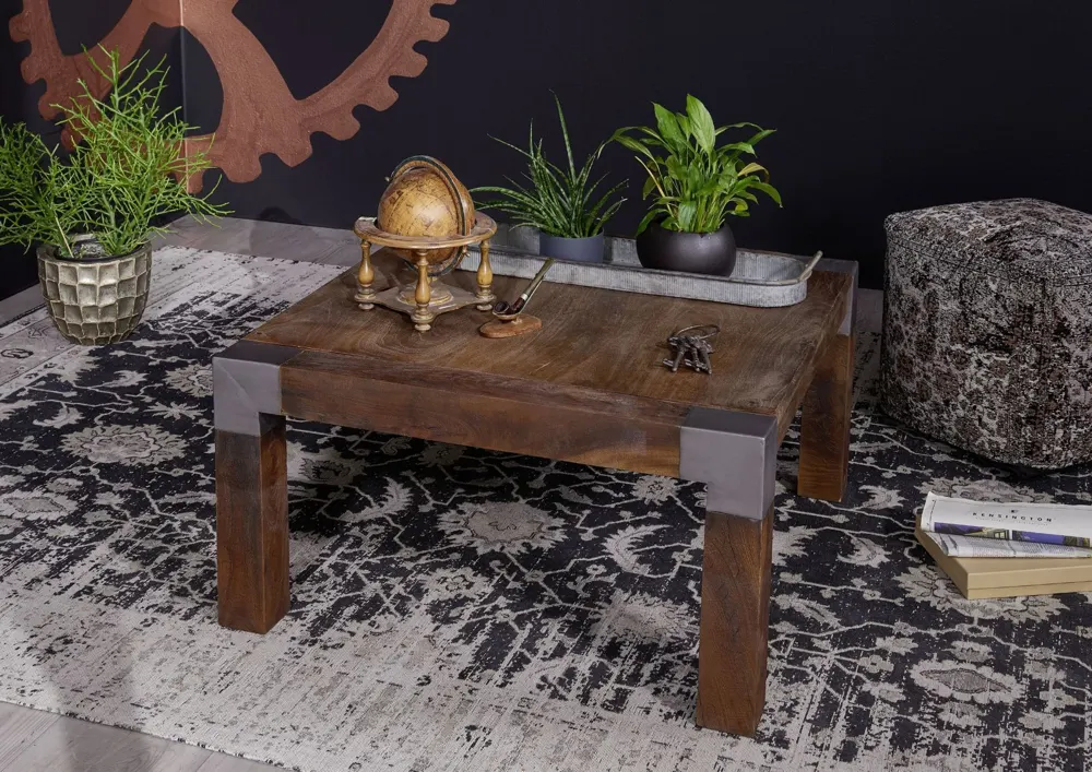Massivmoebel24 Couchtisch AMSTERDAM, Mango braun lackiert