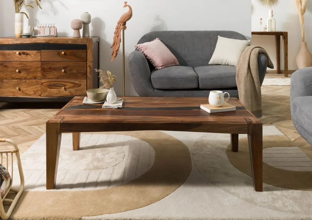 Massivmoebel24 Couchtisch ANCONA, Sheesham dunkelbraun